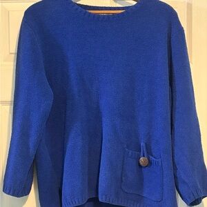 Lulu-B Royal Blue Soft Textured Knit Pullover Sweater Women’s Size M 3/4 Sleeve